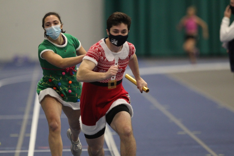 Two relay race runners